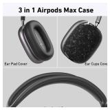 COVERS ONLY Case Cover for AirPods Max Headphones,AHBTEYM TPU Ear Cups Case/Ear Pads/Headband Silicone Cover Compatible with Apple AirPod Max Accessories Protector (Black Pearl Shell) - Retail: $17