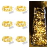 Minetom 6 Pack Fairy Lights Battery Operated String Lights - 7ft 20 LED Waterproof Silver Wire Firefly Lights Waterproof for DIY Crafts Wedding DÃ©cor Table Centerpieces Mason Jars Party - Retail: $