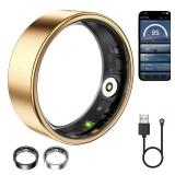 WNRTSA Smart Ring for Women & Men, Fitness Tracker with Heart Rate, Blood Oxygen, Sleep Monitoring, Long-Lasting Battery, IP68 Waterproof (Rose Gold, 7#)