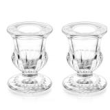ONLY ONE PIECE Romadedi Glass Taper Candle Holders - Clear Small Candlestick Holder Bulk, Thicker Glass Candle Sticks Set for Wedding Christmas Party Dining Table Table Centerpiece Decor, 1Pcs - Retai