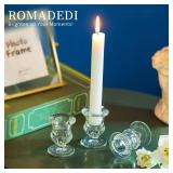 ONLY ONE PIECE Romadedi Glass Taper Candle Holders - Clear Small Candlestick Holder Bulk, Thicker Glass Candle Sticks Set for Wedding Christmas Party Dining Table Table Centerpiece Decor, 1Pcs - Retai