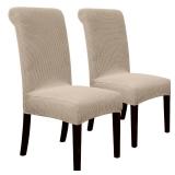 SPRINGRICO 2 Pack Dining Room Chair Covers with seat Belt, Stretch Parsons Chair Slipcover Washable Kitchen Dining Chair Cover Removable Seat Protector Set of 2, S1- Khaki - Retail: $22