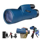 Gosky Monoculars Telescope, 12x55 HD Monocular for Adult with BAK4 Prism & FMC Lens, Lightweight Monocular with Smartphone Adapter Suitable for Bird Watching Hunting (Blue) - Retail: $85