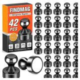 FINDMAG Magnets Refrigerator, Powerful Neodymium Refrigerator Magnet, Bulk Strong White Board Magnets Set Adults, Decorative Locker Magnet for Map, Locker, Workshop, Kitchen, Office, 48 Pack (Black) -