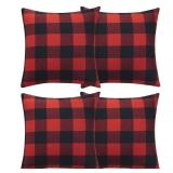Volcanics Christmas Pillow Covers 18x18 Set of 4, Red and Black Classic Buffalo Check Plaid Decorative Throw Pillow Covers, Farmhouse Square Pillow Case Cushion Pillowcase for Holiday Home Decor Sofa 