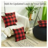 Volcanics Christmas Pillow Covers 18x18 Set of 4, Red and Black Classic Buffalo Check Plaid Decorative Throw Pillow Covers, Farmhouse Square Pillow Case Cushion Pillowcase for Holiday Home Decor Sofa 