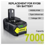 FERRYBOAT 2 Packs P108 7.0Ah Replacement for Ryobi 18V Battery P107 P105 P104 P103 P102 Compatible with Ryobi P108 Battery 18V System Cordless Tools - Retail: $52