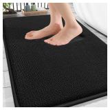OLANLY Thick Memory Foam Bath Mat Rug 30x20, Extra Soft Absorbent Bathroom Rug, Quick Dry Bath Mats, Non-Slip, Machine Washable Carpet for Bathroom, Tub and Shower, Home Decor Accessories, Black - Ret