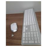 Wireless Keyboard and Mouse Combo - Full Size Slim Thin Wireless Keyboard Mouse with Numeric Keypad 2.4G Stable Connection Adjustable DPI (White & Silver) - Retail: $34
