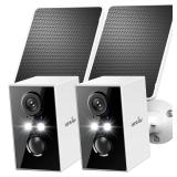 wansview Security Cameras Wireless Outdoor-2K WiFi 6 Solar Camera Outdoor Wireless for Home Security with AI Motion Detection, Color Night Vision, 2-Way Audio, 2.4GHz WiFi Only, Alexa, A1 2P White - R
