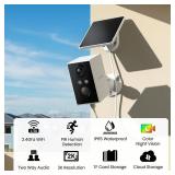 wansview Security Cameras Wireless Outdoor-2K WiFi 6 Solar Camera Outdoor Wireless for Home Security with AI Motion Detection, Color Night Vision, 2-Way Audio, 2.4GHz WiFi Only, Alexa, A1 2P White - R