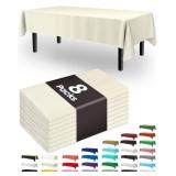 Pureegg Plastic Table Cloth Disposable 8 Pack, 54 x 108 Inch Table Cloths, Party, Wedding, Thanksgiving Decorations, Fall Tablecloths, Rectangle, Beige Plastic Cover, Leakproof & Sturdy, Cream, Ivory 
