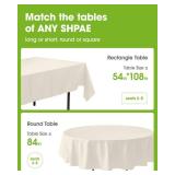 Pureegg Plastic Table Cloth Disposable 8 Pack, 54 x 108 Inch Table Cloths, Party, Wedding, Thanksgiving Decorations, Fall Tablecloths, Rectangle, Beige Plastic Cover, Leakproof & Sturdy, Cream, Ivory 