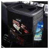 HOTOR 3 Gallons Car Trash Can, Ultra Large Capacity Organizer and Storage with Adjustable Straps & Magnetic Snaps, Waterproof Car Accessory for Interior Car Stuff Storage, Black - Retail: $25