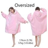 Kipswiza Oversized Wearable Blanket Hoodie Gift for Her Sherpa Fleece Thick Warm Giant Hooded Sweatshirt Blanket Lounging Pullover for Women Wife Mom Daughter Girls Gift - Pink - Retail: $33