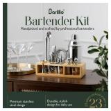 Barillio Bartender Kit - Stainless-Steel Cocktail Shaker Set w/Bamboo Stand - Mixology Bar Tools w/Drink Shaker, Mixer Spoon & Muddler for Cocktails - Home Bar Accessories - 23-Pc Bar Set - Silver - R