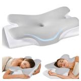 Cervical Neck Pillow for Pain Relief -Ergonomic Side Sleeper Pillow for Sleeping, Contour Memory Foam Pillows for Neck Support, Cooling Orthopedic Bed Rest Pillow for Back and Stomach Sleepers - Retai