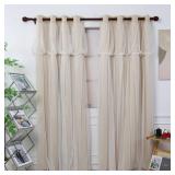 INLINAS Blackout Curtains with Sheer Overlay Thermal Noise Reduction for Bedroom and Living Room Energy Saving Panels, Beige Curtains with White Sheer, 52W x 84L Inch - Retail: $34