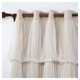 INLINAS Blackout Curtains with Sheer Overlay Thermal Noise Reduction for Bedroom and Living Room Energy Saving Panels, Beige Curtains with White Sheer, 52W x 84L Inch - Retail: $34