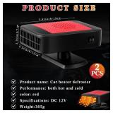 Gisafai 2 Pcs Portable Car Heater 12v 150w for Vehicle That Plugs into Cigarette Lighter 2 in 1 Heating Cooling Auto Windscreen Fan 360Â° Rotation Windshield Defogger Car Window Defroster(Red) - Ret