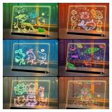 LED Note Board with Colors, 11.8\"X9.4\" Led Drawing Board Acrylic Dry Erase Board with Light 7 Colors Message Writing Board Night Light with 7 Markers for Home/Office/Christmas Decor - Retail: $17