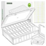 Bead Organizer Box, 30pcs Small Clear Plastic Storage Containers, Craft Storage Box Features Hinged Lid and Labels, Mini Boxes for Bracelets, Jewelry, Diamonds, Clay Beads, Screws, Seeds, Small Parts 