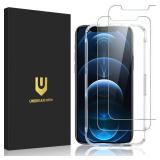UNBREAKcable 2-Pack Screen Protector for iPhone 12 / iPhone 12 Pro, Double Shatterproof Tempered Glass [Easy Installation] [9H Hardness] [99.99% HD Clear] [Case Friendly] for iPhone 6.1 inch - Retail: