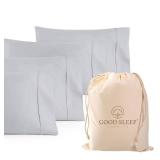 1000 TC Light Gray Standard Pillowcases Set of 4 100% Egyptian Cotton Pillow Cases with Long Staple Cotton & Sateen Weave, Silky Soft Hotel - Like Bed Pillow Covers for Comfy Sleeping, Snug Fit - Reta