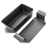 HONGBAKE Meatloaf Pan with Drain Tray, 9 x 5 Inches Loaf Pans with Insert, Nonstick Meat Loaf for Baking, Reduce the Fat and Kick Up the Flavor, Grey - Retail: $15