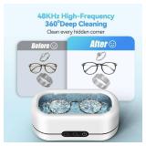 BYASKZIV Ultrasonic Jewelry Cleaner, 48KHz Ultrasonic Cleaner Machine for Jewelry, Eyeglasses, Rings, Watch Strap, Dentures-Dual Cleaning Modes, 304 Stainless Steel Tank - Retail: $26
