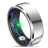 Smart Ring for Women Men, Fashion Minimalist Fitness Ring & Sleep Tracker Ring with Heart Rate, SPOâ,Blood Pressure,5ATM Waterproof Health Ring,No Subscription,Travel-Friendly Couple Gift (Silver