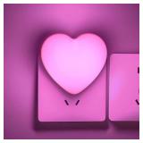 INZU Cute Night Light, Heart Night Light for Kids, LED Nightlight with Auto Dusk to Dawn Sensor, Nightlight Plug into Wall with Soft Warm Light for Bedroom, Nursery, Bathroom, Hallway (Pink) - Retail: