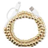 Stylish [Apple MFi Certified] Beaded Phone Charger Cable Metallic Colors USB Cable 2 in1 USB-C Charging Cord for Smartphones 3.3ft (Gold) - Retail: $10