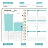 Undated Weekly Planner, Weekly To Do List Notebook with Goal & Habit Tracker Organizer, A5 Weekly Planner Notebook with Spiral Binding, 6.1\" x 8.2\" - Green - Retail: $6