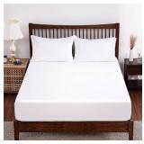 Bamboo Viscose Fitted Sheet Twin Size Only, 400 Thread Count, 8-16\" Deep Pocket, Cooling Breathable Silky Smooth Soft Bottom Sheet for Hot Sleeper (White, Twin) - Retail: $23
