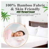 Bamboo Viscose Fitted Sheet Twin Size Only, 400 Thread Count, 8-16\" Deep Pocket, Cooling Breathable Silky Smooth Soft Bottom Sheet for Hot Sleeper (White, Twin) - Retail: $23