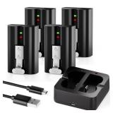 4-Pack Replacement Battery for Ring Doorbell - 6040mAh Rechargeable Camera Batteries with Charger Station for Ring Video Doorbell 2/3/3 Plus/4, Spotlight Cam, Stick Up Cam and Peephole Cam Indoor - Re