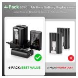 4-Pack Replacement Battery for Ring Doorbell - 6040mAh Rechargeable Camera Batteries with Charger Station for Ring Video Doorbell 2/3/3 Plus/4, Spotlight Cam, Stick Up Cam and Peephole Cam Indoor - Re