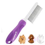 Detangling Pet Comb for Dogs & Cats with Long & Short Stainless Steel Metal Teeth for Removes Tangles and Knots - Detangler Grooming Tool for Dematting Matted Fur. - Retail: $9
