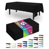 Pureegg Plastic Table Cloth Disposable 6 Pack, 54 x 108 Inch Table Cloths, Halloween Party Decorations, Summerween Decor, Halloween Tablecloths, Rectangle, Plastic Cover, Waterproof, Black - Retail: $