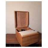 Microscope, Large Index Cards and Wood Recipe Card Box.