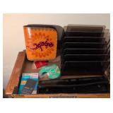 Wooden Desktop Letter Organizer with Wire Mesh Accessories