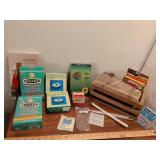 Wood box fat chaser book tip safe moxie roll extinguisher with Ash collector base dish and top holding slots, soothing herbal balm for burns pain relieving medicated plaster large pain relief patches