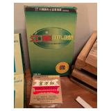 Wood box fat chaser book tip safe moxie roll extinguisher with Ash collector base dish and top holding slots, soothing herbal balm for burns pain relieving medicated plaster large pain relief patches