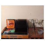 Wooden Desktop Letter Organizer with Wire Mesh Accessories