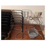 Wooden Desktop Letter Organizer with Wire Mesh Accessories