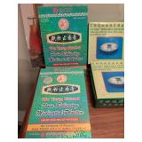 Wood box fat chaser book tip safe moxie roll extinguisher with Ash collector base dish and top holding slots, soothing herbal balm for burns pain relieving medicated plaster large pain relief patches