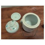 Japanese Porcelain Cookie Jar with Wire Bail