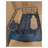 Blue Dish Drying Rack with Utensil Holder