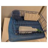 Blue Dish Drying Rack with Utensil Holder